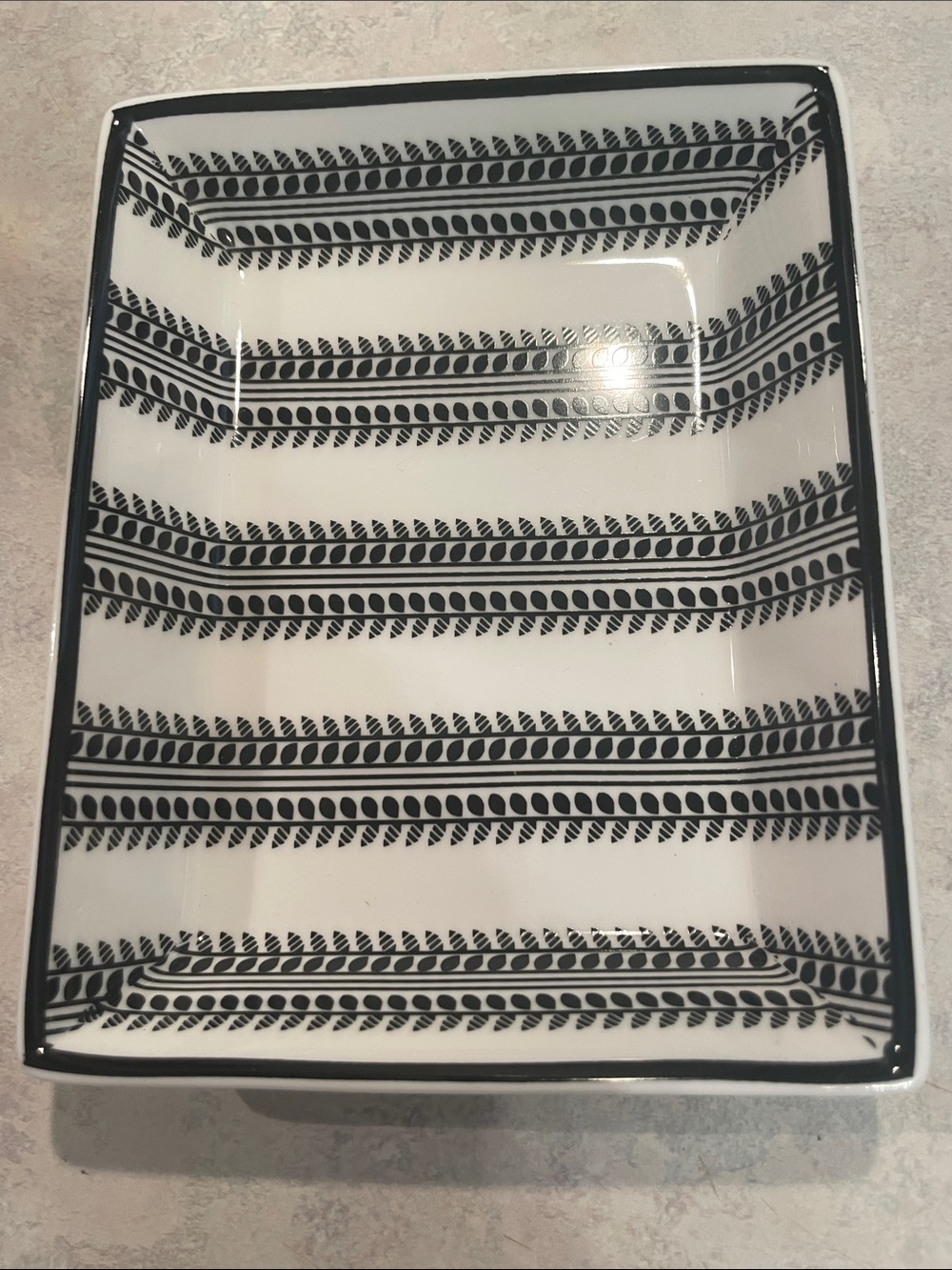 J. Crew Leaf Stripe Trinket Ceramic Dish